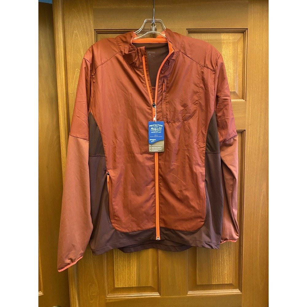 NEW Brooks Running Jacket Mens Medium Full Zip Fusion Hybrid Windbreaker